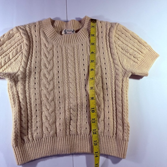 Intimately Free People XS Cable Knit Crop Top Cream Tan Preppy Academia Grunge - Picture 9 of 9